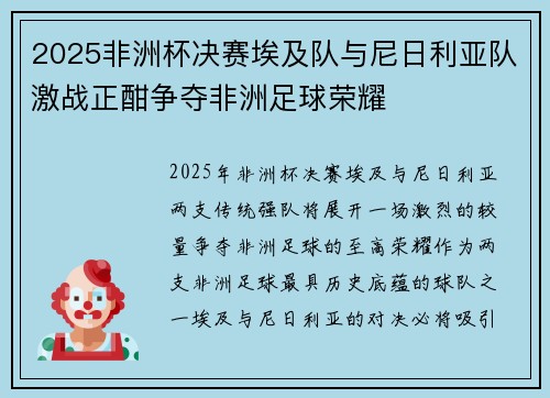 2025非洲杯决赛埃及队与尼日利亚队激战正酣争夺非洲足球荣耀